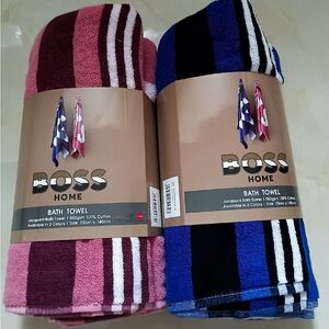 2-pack HUGO BOSS couple bath towel pink➕BLUE bundle